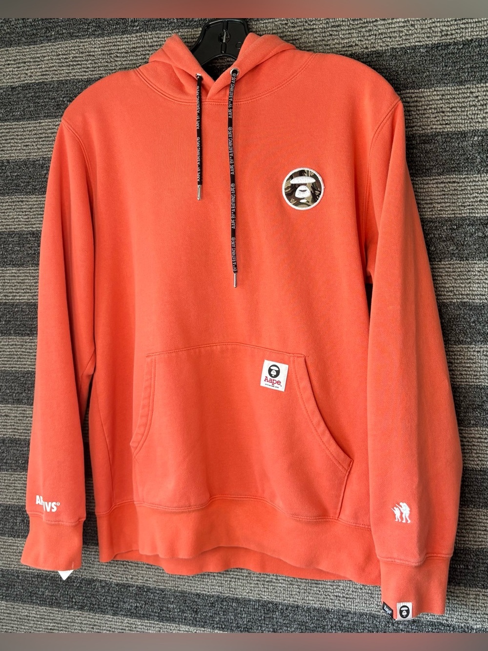 Aape by Bathing Ape Bape Orange Pullover Hoodie Sweatshirt Medium EUC